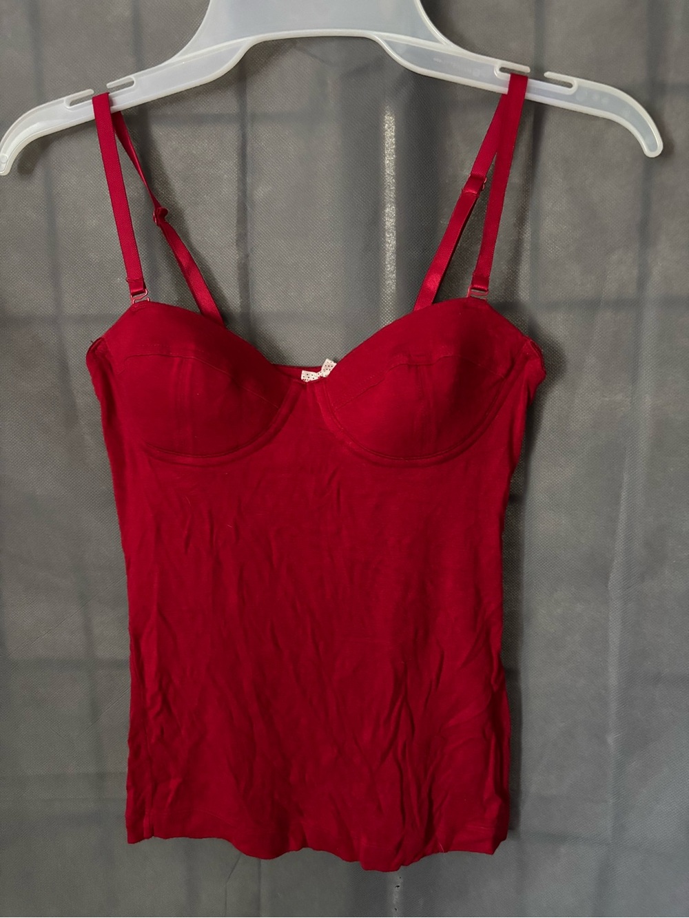 VTG FOREVER 21 Bustier Cami Tank Top Sz XS Red Grunge Removable Spaghetti Straps